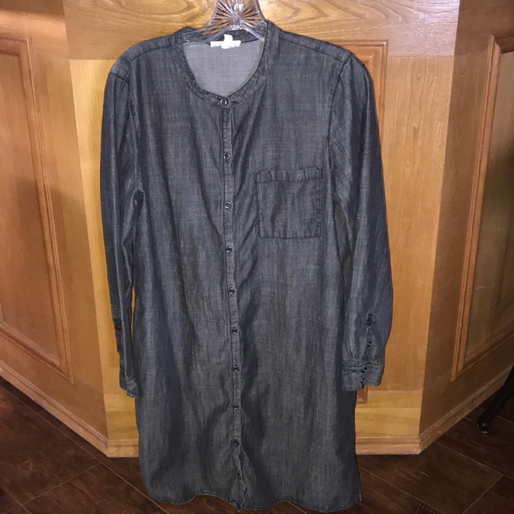 Eileen Fisher Organic Cotton Button Down Long Sleeve Dress -Size M-M